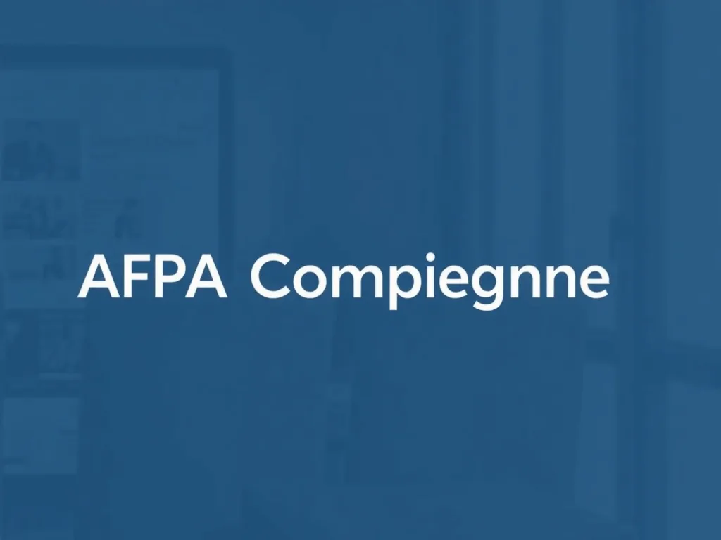 Vue de la façade du centre AFPA de Compiègne, 18 rue de la Glacière, avec des stagiaires en tenue de travail discutant près de l’entrée.