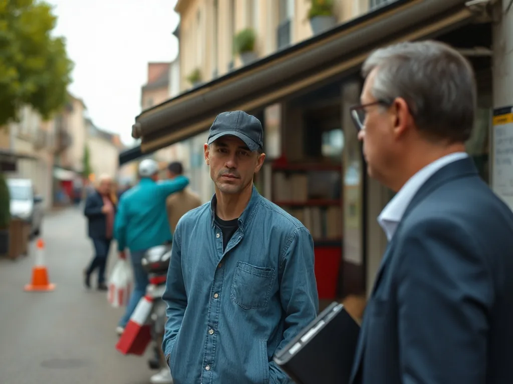 Un bureau de France Travail, une main posée sur un dossier, un planning d'entretiens en arrière-plan flou