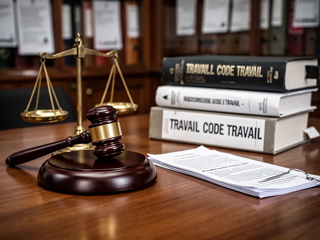 Illustration stylisée d'un Code du travail ouvert avec des signets
