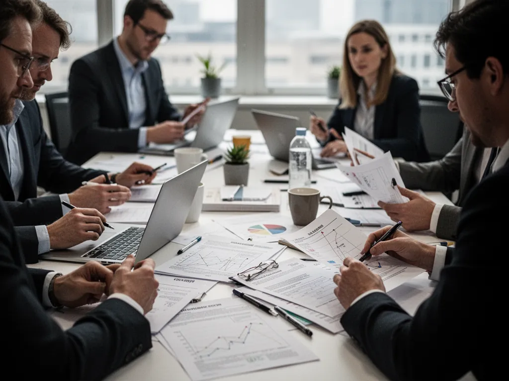 Salle de formation avec managers en atelier de travail collaboratif