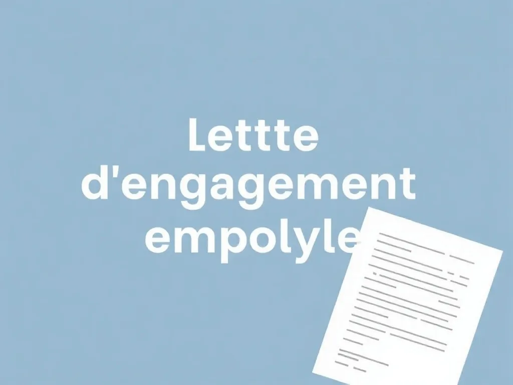 Une lettre d'engagement emploi posée sur un bureau, un stylo plume à côté, un contrat de travail en arrière-plan