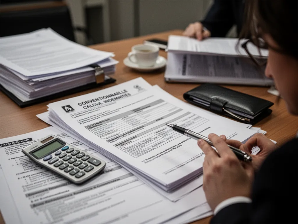 Main tenant un dossier de rupture conventionnelle et une table de calcul